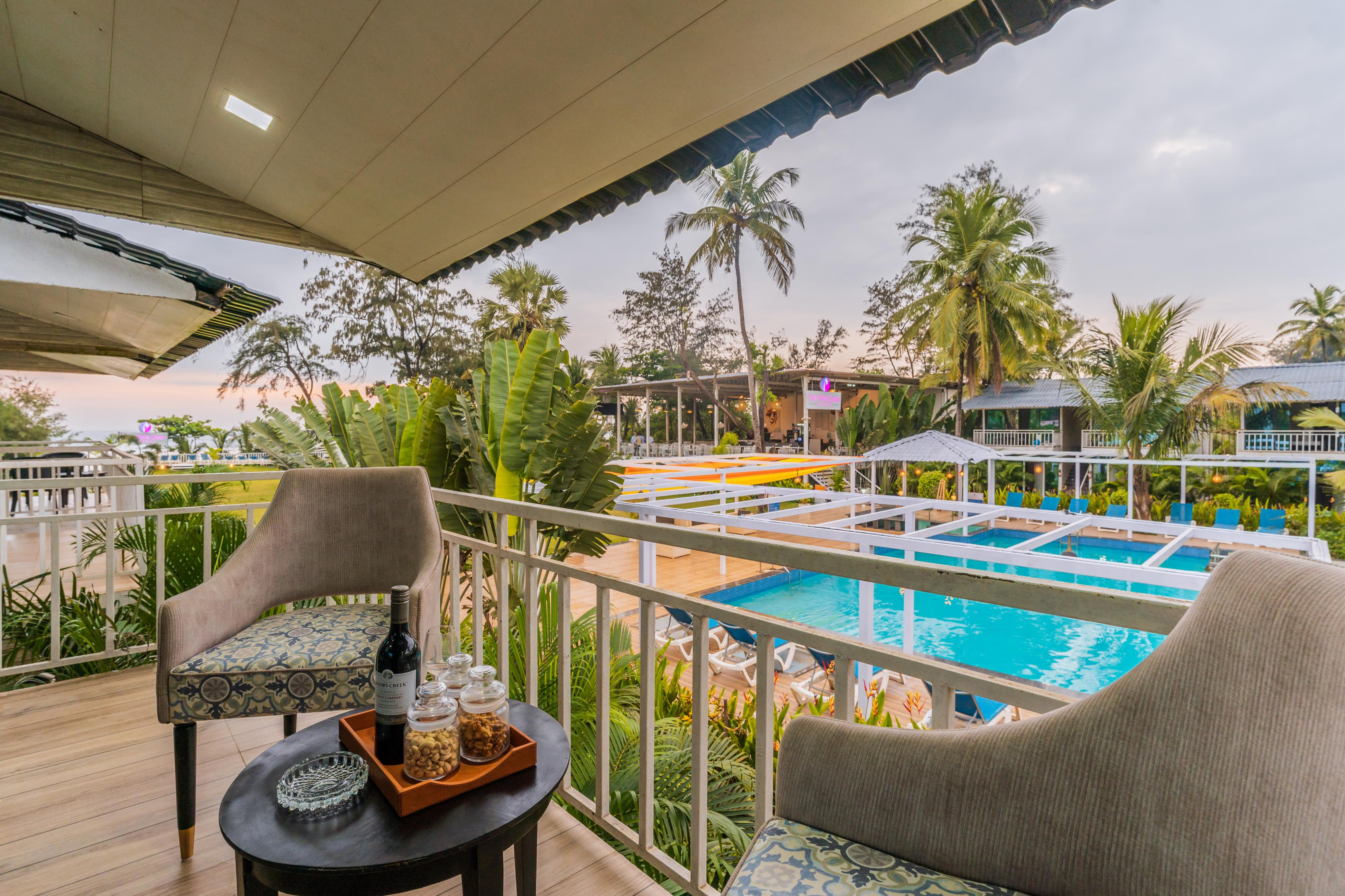 Poolside balcony seating