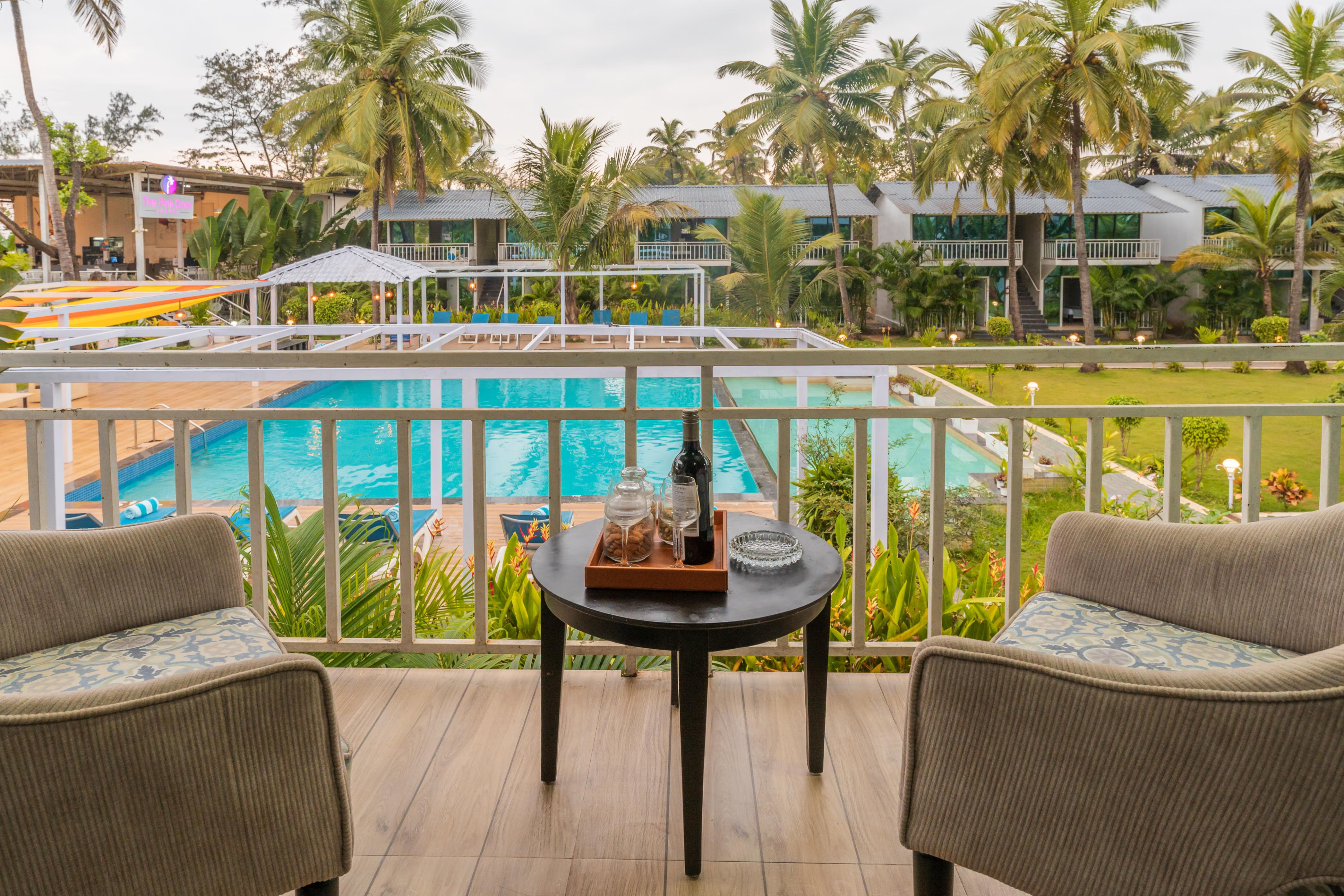 Balcony with pool view