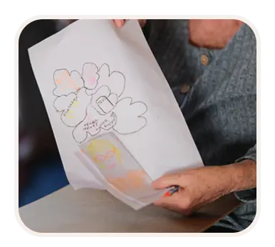 Participant exploring emotions through an art activity