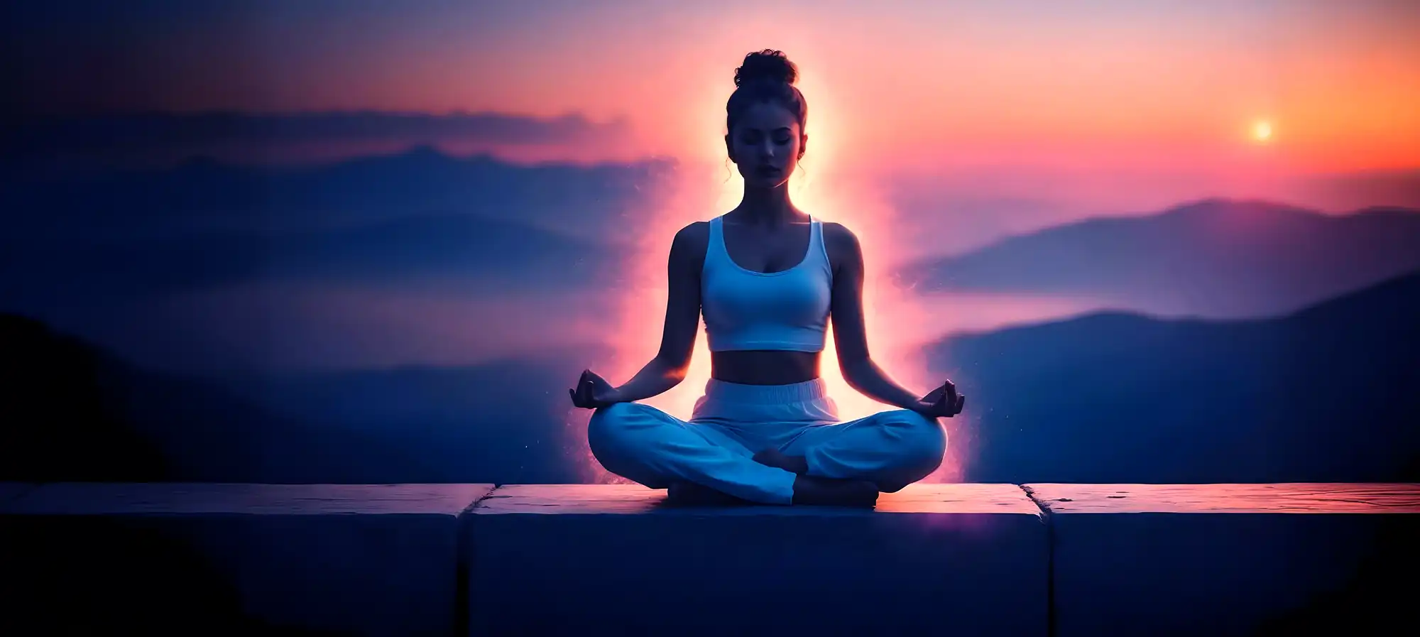 Woman meditating peacefully while controlling her thoughts