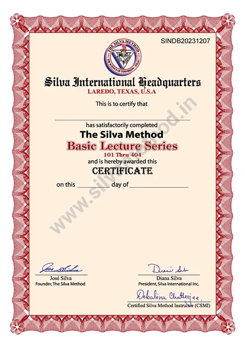 Silva Method Basic Lecture Series certificate