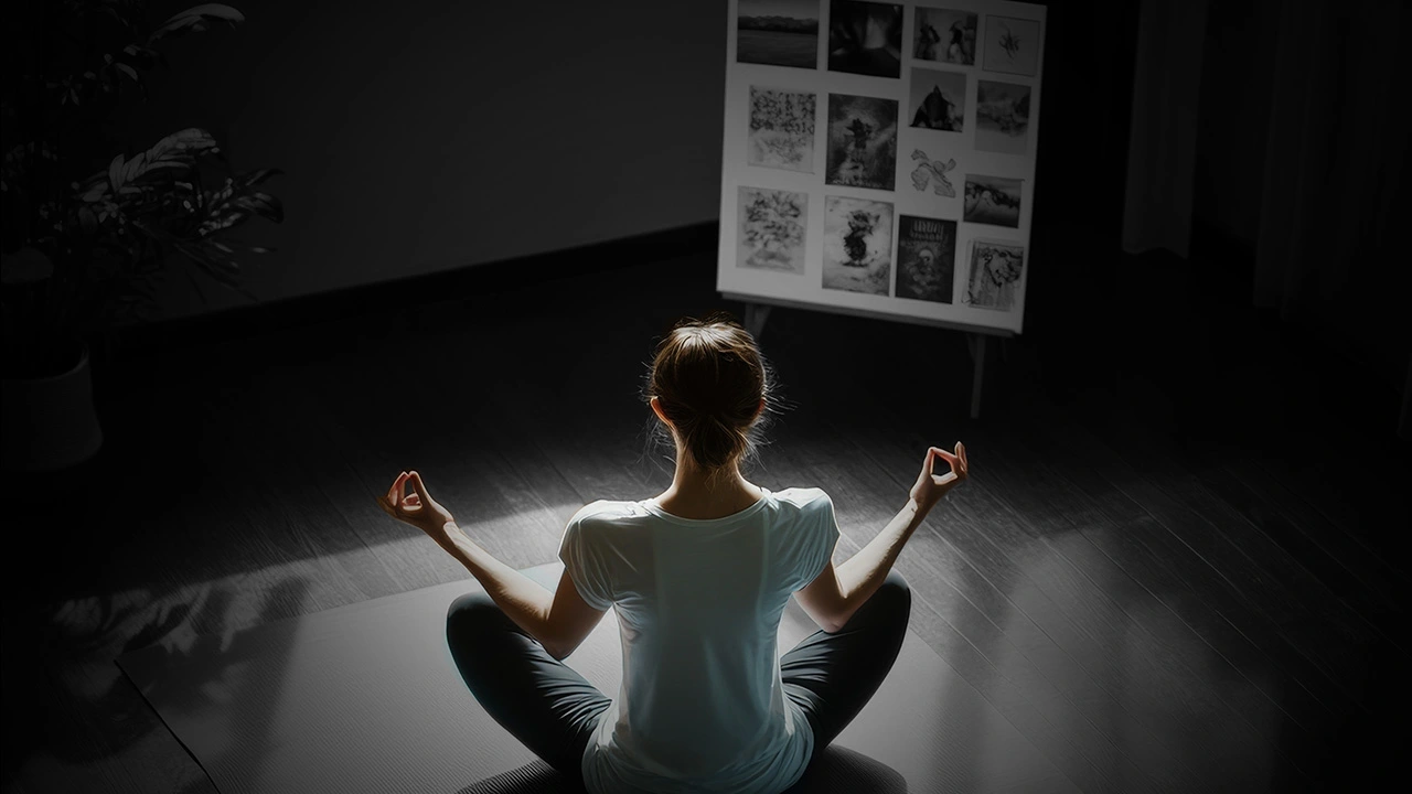 A person practicing meditation in a quiet room